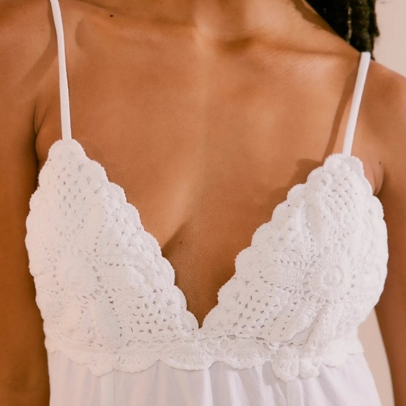 New Free People Lovey Maxi Dress Long Crochet Lace Summer Spring Cotton White - Picture 10 of 13